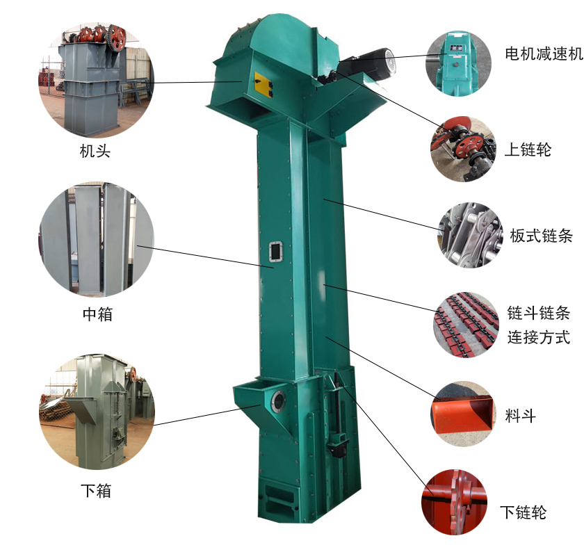 板鏈斗式提升機結(jié)構(gòu)