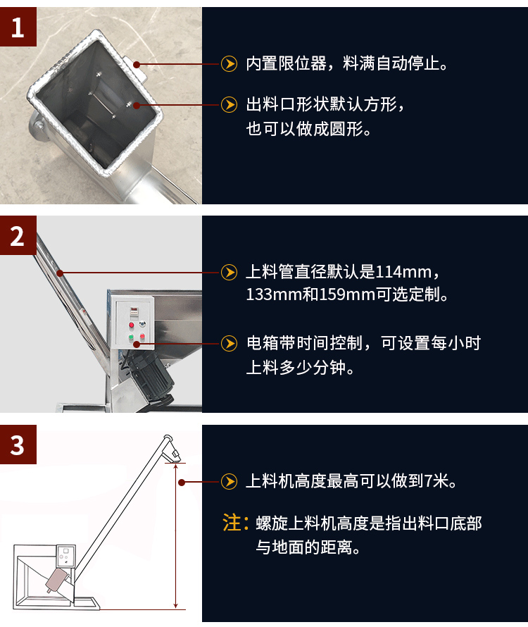 不銹鋼螺旋輸送機(jī)自動(dòng)上料，可定制管徑，高度可做到7米